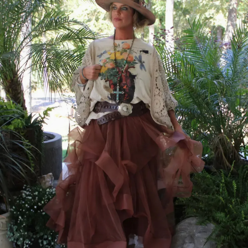 ✨️✨️✨️1 LEFT***FINAL PRICE - Jaded Gypsy Ruffled Dreams Skirt - Picture 1 of 4